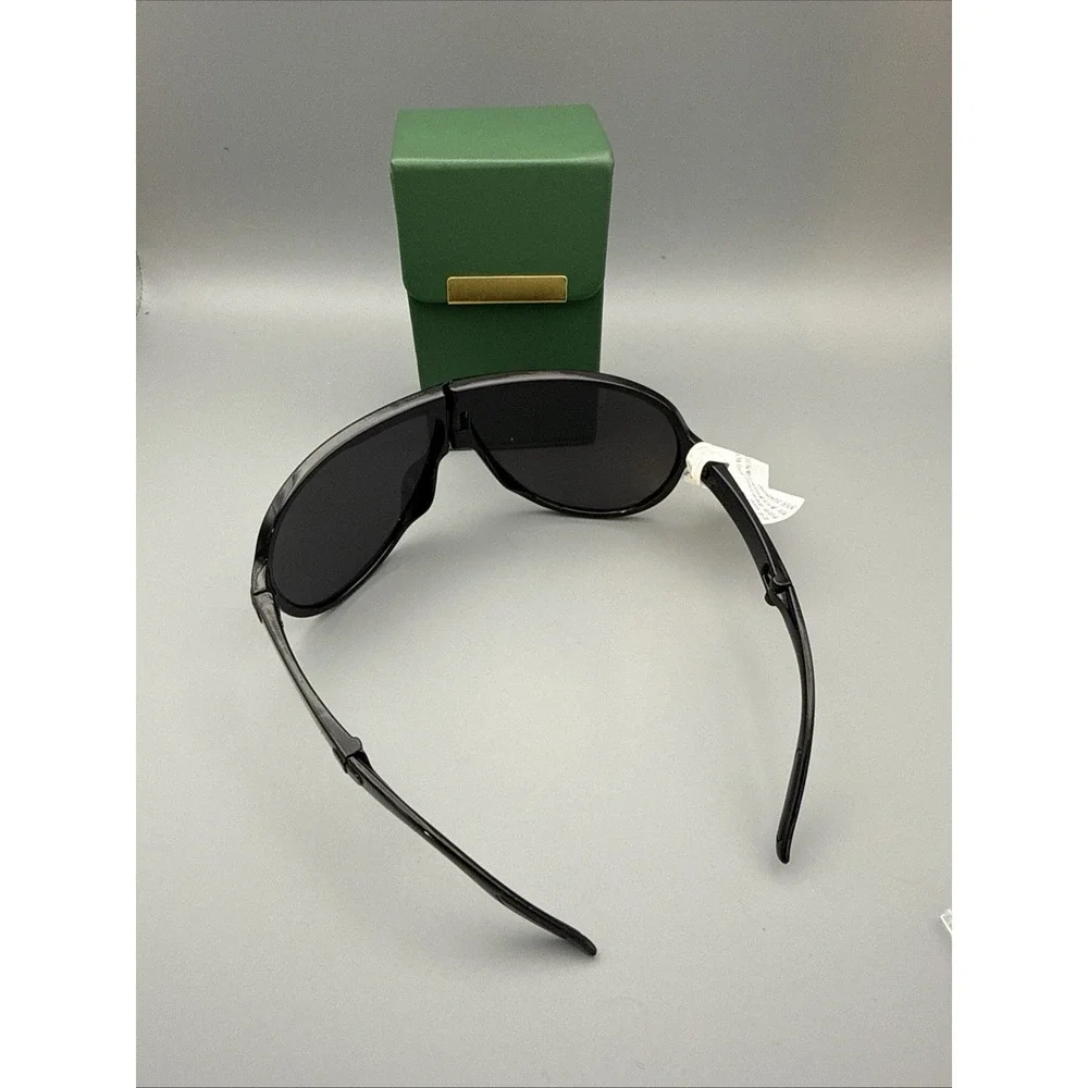 ULIKE NWT Polarized Authentic Folding Black Aviator Sunglasses & Green case NEW